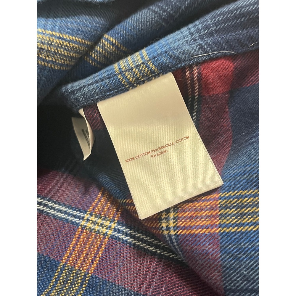 Blake Shelton x Lands End Womens Blue Burgundy Plaid Flannel Shirt Medium 10-12 - Picture 6 of 8